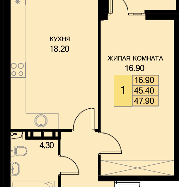 квартира р-н Динской п Южный ул Казачья 4/1 Южно-Кубанское сельское поселение фото 1