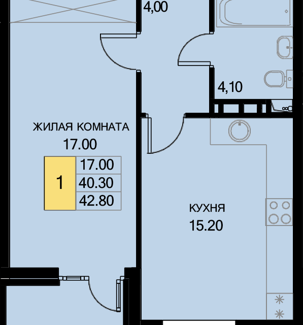 квартира р-н Динской п Южный ул Казачья 4/1 Южно-Кубанское сельское поселение фото 1