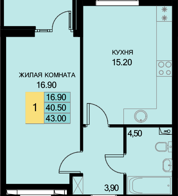 квартира р-н Динской п Южный ул Казачья 4/1 Южно-Кубанское сельское поселение фото 1