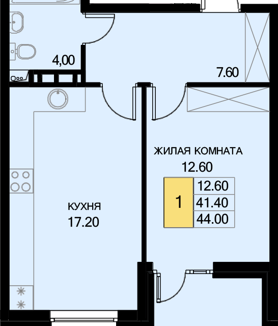 квартира р-н Динской п Южный ул Казачья 4/1 Южно-Кубанское сельское поселение фото 1