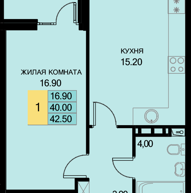 квартира р-н Динской п Южный ул Казачья 4/1 Южно-Кубанское сельское поселение фото 1