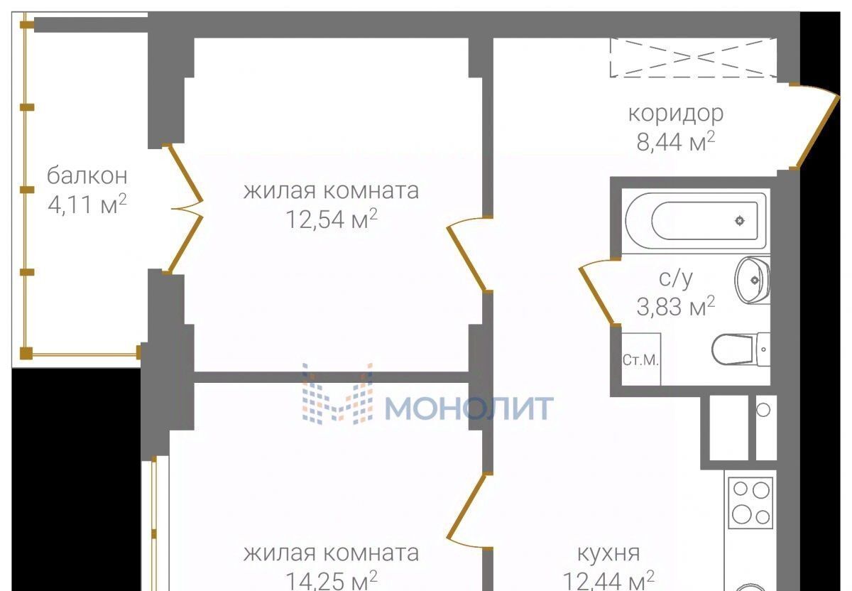 квартира г Нижний Новгород р-н Советский Горьковская ул 2-я Оранжерейная 6а фото 8