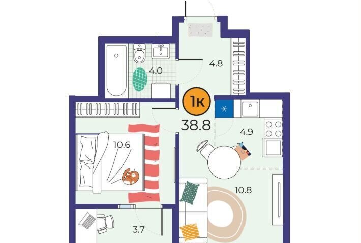 квартира г Тюмень р-н Восточный ул Мельникайте 145 корп. 1 фото 2