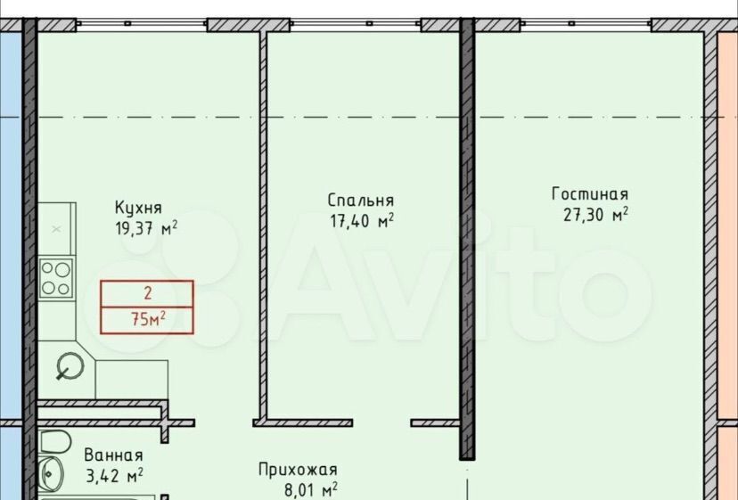 квартира г Махачкала р-н Кировский ул Даганова 139 Кировский внутригородской район фото 15