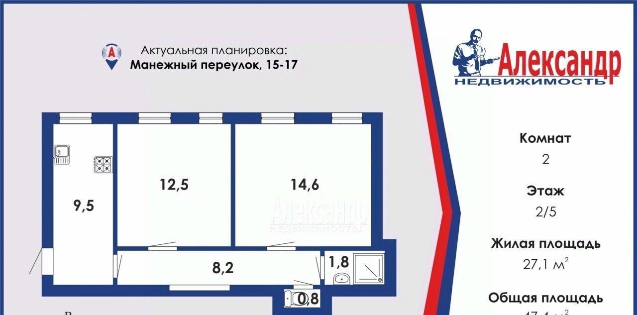 квартира г Санкт-Петербург метро Чернышевская пер Манежный 15/17 округ Литейный фото 21