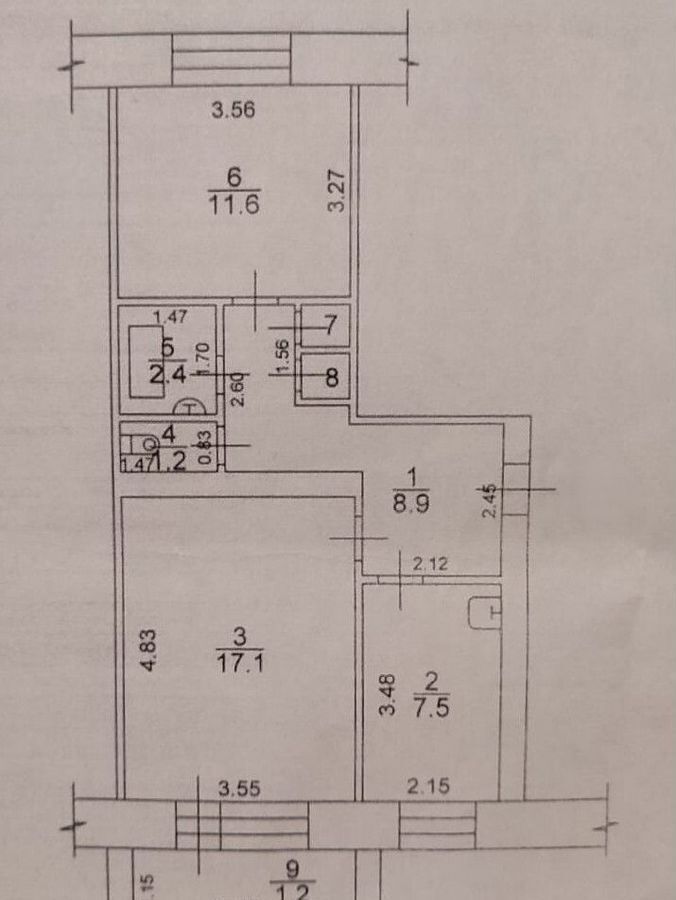 квартира г Набережные Челны р-н Комсомольский ГЭС б-р Сайдашева, 4 фото 12