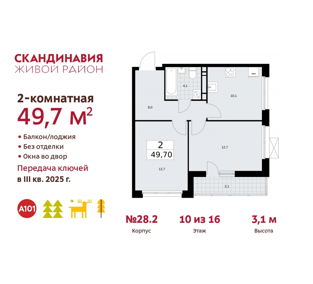 квартира г Москва п Сосенское жилой район «Скандинавия» Сосенское, жилой комплекс Скандинавия, 28. 2, Бутово фото 1