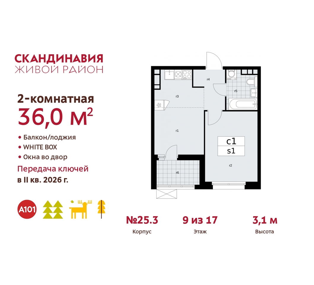 квартира г Москва п Сосенское жилой район «Скандинавия» б-р Скандинавский 25/3 Сосенское, Бутово фото 1