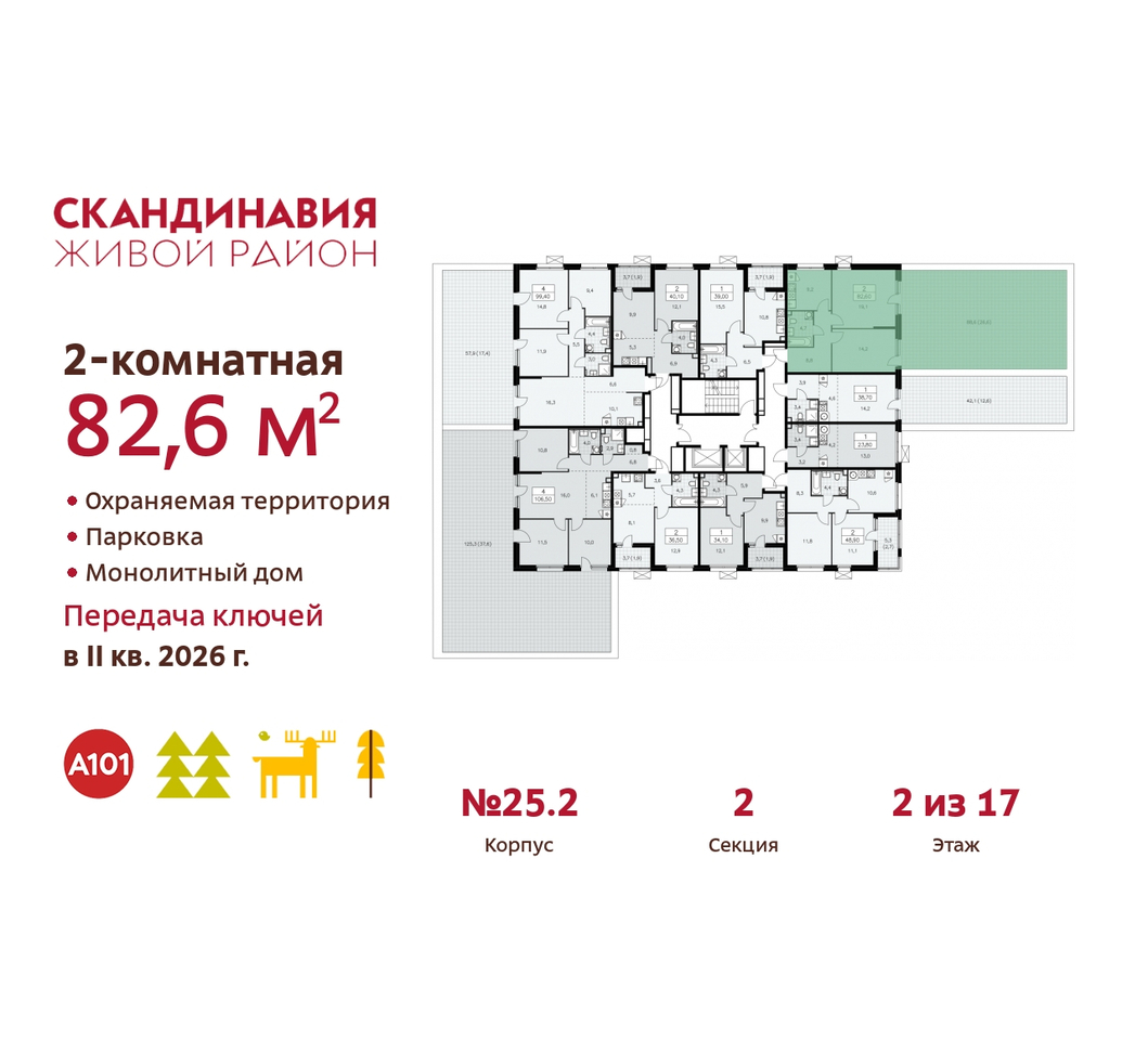 квартира г Москва п Сосенское жилой район «Скандинавия» б-р Скандинавский 25/2 Сосенское, Бутово фото 2