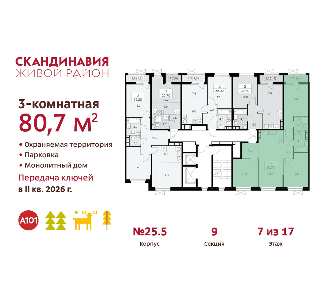 квартира г Москва п Сосенское жилой район «Скандинавия» б-р Скандинавский 25/5 Сосенское, Бутово фото 2