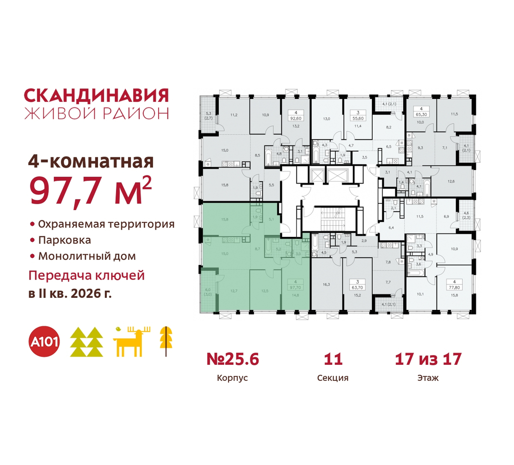 квартира г Москва п Сосенское жилой район «Скандинавия» б-р Скандинавский 25/6 Сосенское, Бутово фото 2