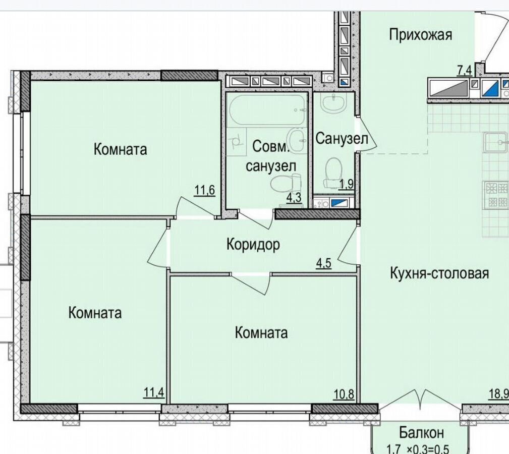 квартира г Ижевск р-н Первомайский Центральный ул Красная 118к/2 ЖК «Невский» фото 2