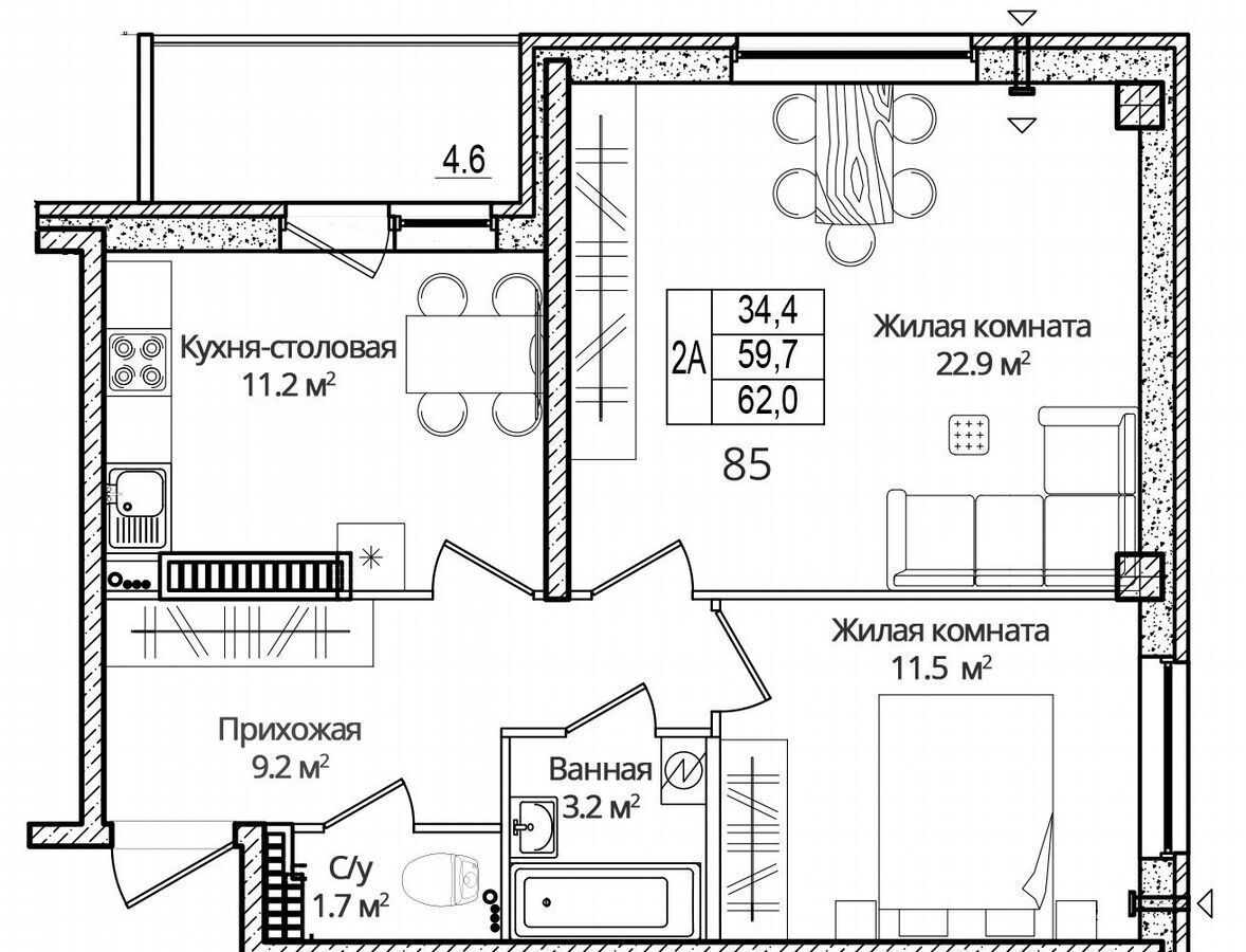 квартира р-н Псковский д Борисовичи ул Дмитрия Яковлева 6 Псков фото 2