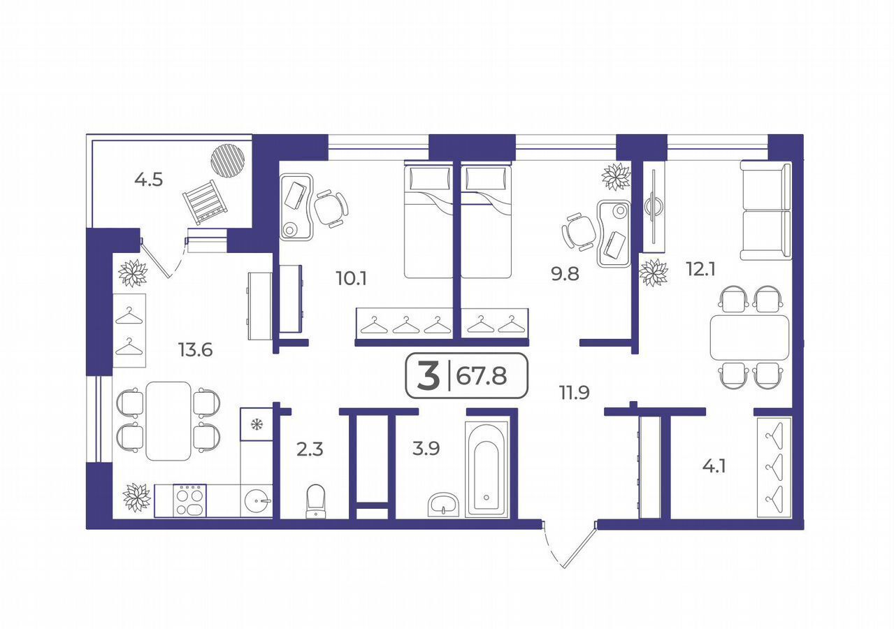 квартира г Тюмень р-н Ленинский ул Дамбовская 29 корп. 3 фото 2