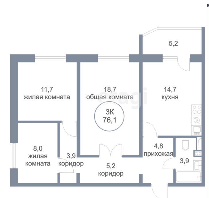 квартира г Сургут р-н Восточный ул Сосновая 63 Сургут, Тюменская обл. фото 25