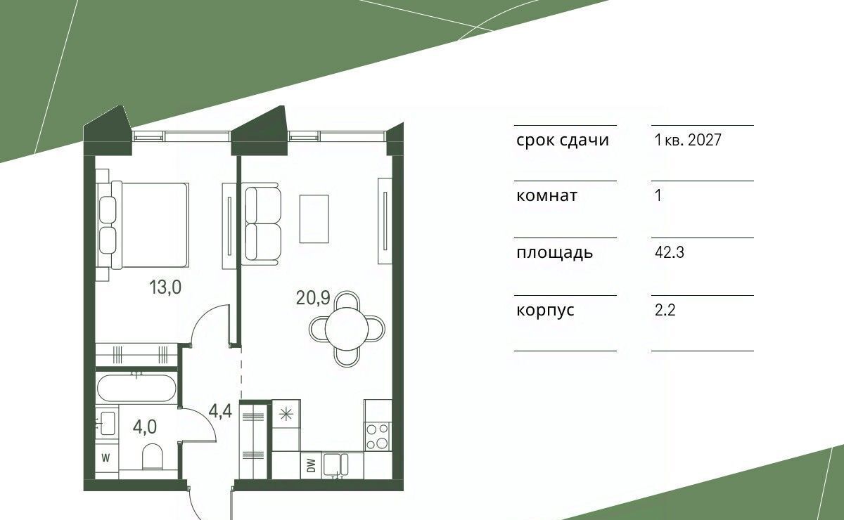 квартира г Москва метро Стрешнево ЖК «Moments» проезд 4-й Красногорский, 3 фото 1