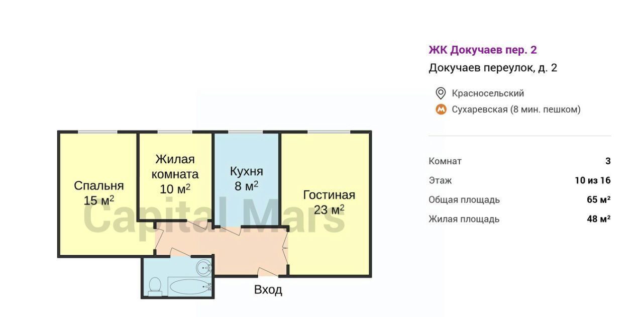 квартира г Москва метро Сухаревская пер Докучаев 2 фото 3