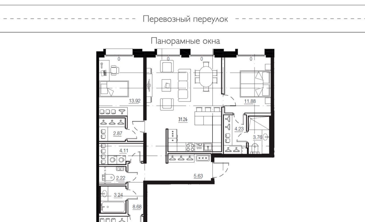 квартира г Санкт-Петербург метро Новочеркасская ул Стахановцев 1 ЖК «Малоохтинский 68» округ Малая Охта фото 2