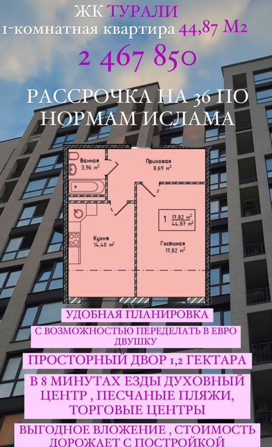 квартира г Махачкала р-н Ленинский ул. Металлургов, 30 фото 1