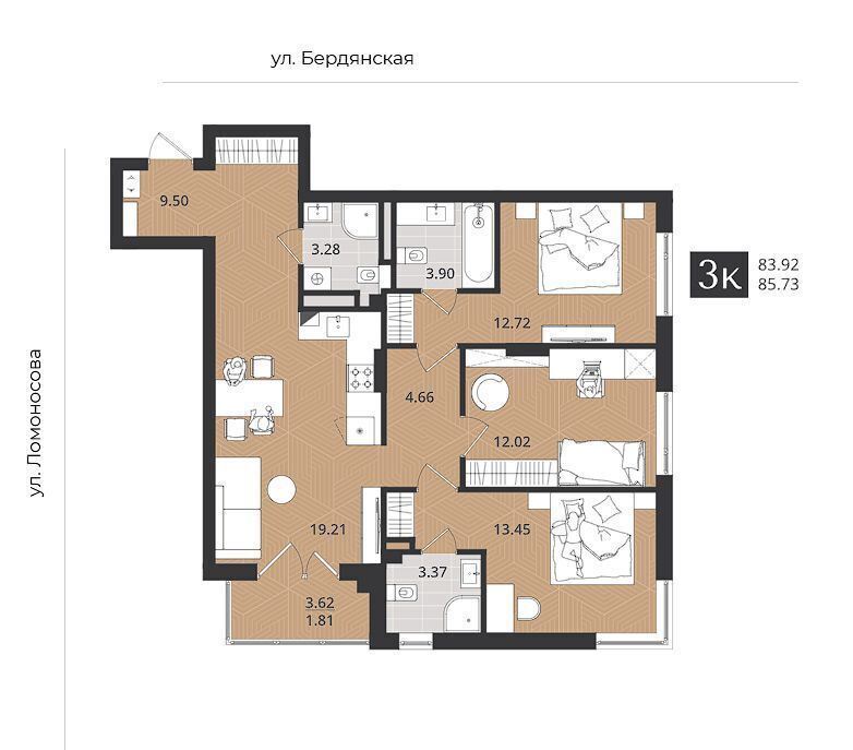 квартира г Калининград р-н Центральный ул Ломоносова 52 фото 2