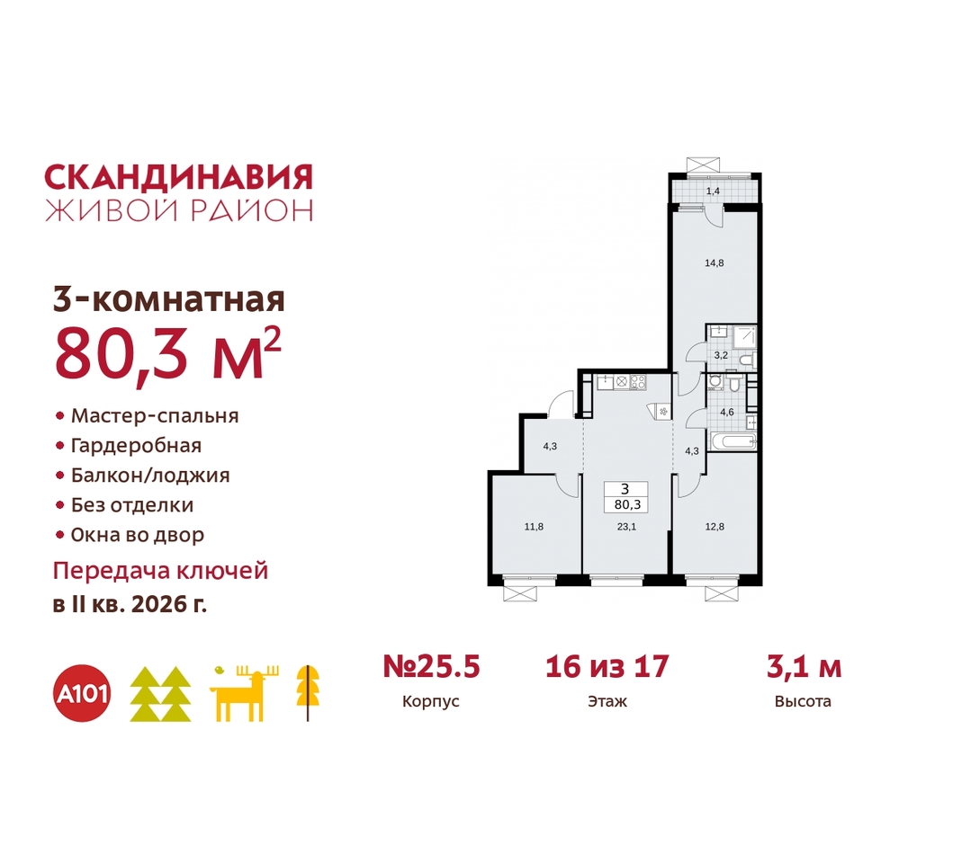 квартира г Москва п Сосенское жилой район «Скандинавия» б-р Скандинавский 25/5 Сосенское, Бутово фото 1