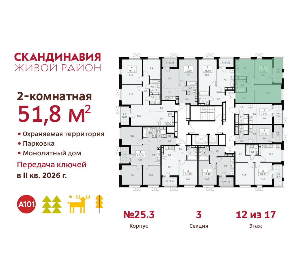 квартира г Москва п Сосенское жилой район «Скандинавия» б-р Скандинавский 25/3 Сосенское, Бутово фото 2