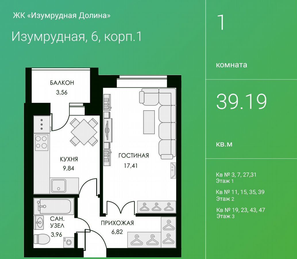 квартира г Калуга р-н Московский ул Изумрудная 6 корп. 1 фото 1