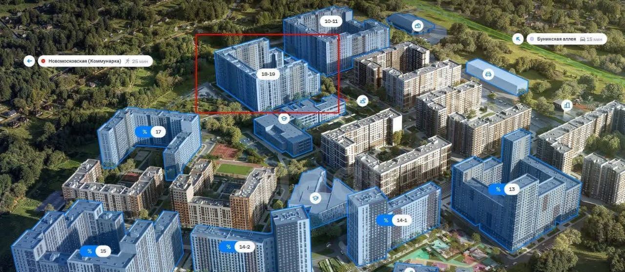 квартира г Москва п Сосенское д Столбово метро Ольховая Эко Бунино жилой комплекс, к 18-19 фото 1