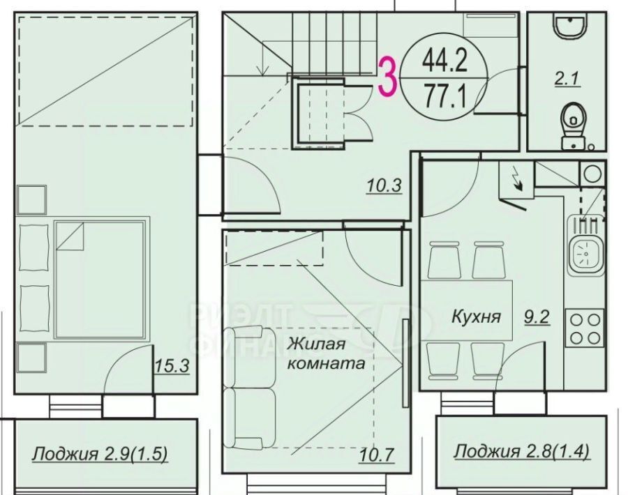 квартира г Калининград пгт Чкаловск ул Докука 27б р-н Центральный фото 16