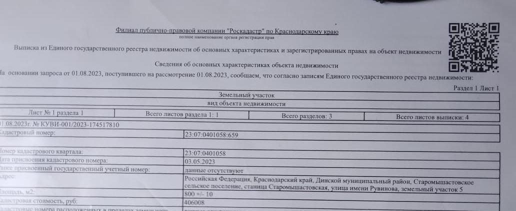 земля р-н Динской ст-ца Старомышастовская ул Советская 59 Старомышастовское сельское поселение фото 4