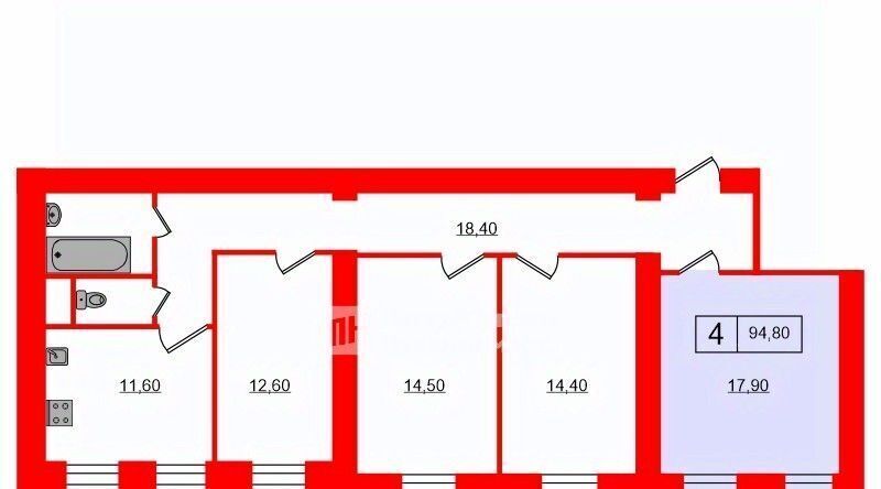 комната г Санкт-Петербург метро Площадь Ленина Выборгская сторона пр-кт Большой Сампсониевский 20 округ Сампсониевское фото 2