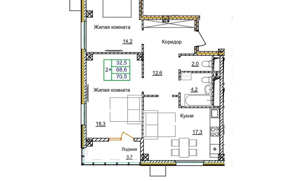 квартира г Старый Оскол микрорайон Космос 11 фото 1