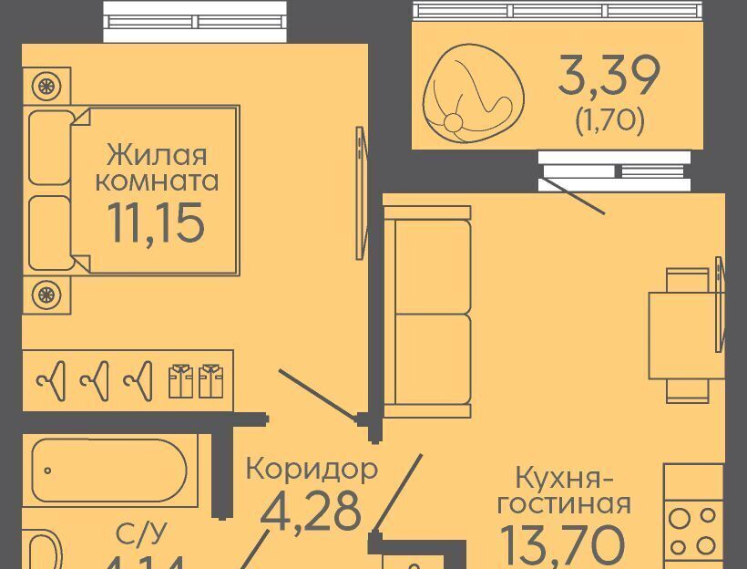 квартира г Екатеринбург р-н Октябрьский микрорайон Новокольцовский Ботаническая Новокольцовский жилой комплекс фото 1