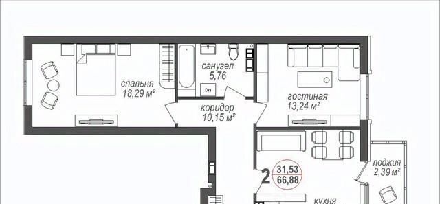 квартира г Калининград р-н Ленинградский ул Беловежская 7 ЖК «Лидино» фото 8