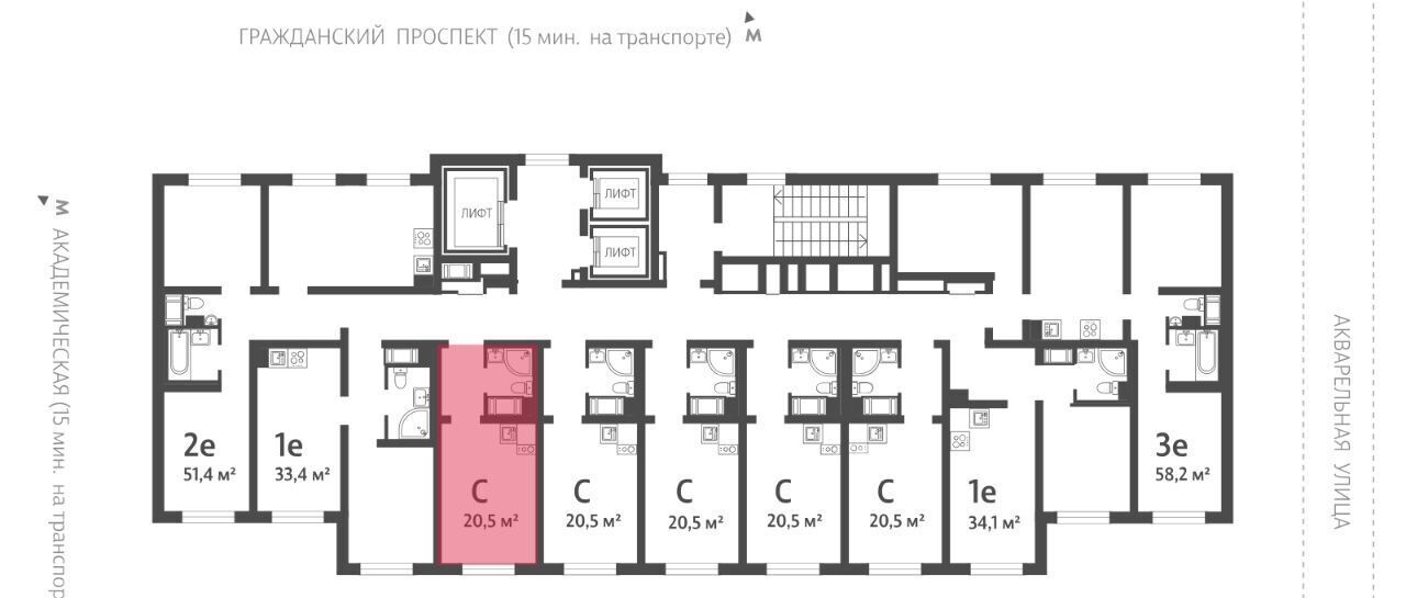 квартира г Санкт-Петербург метро Академическая ЖК «Ручьи» округ Полюстрово фото 2