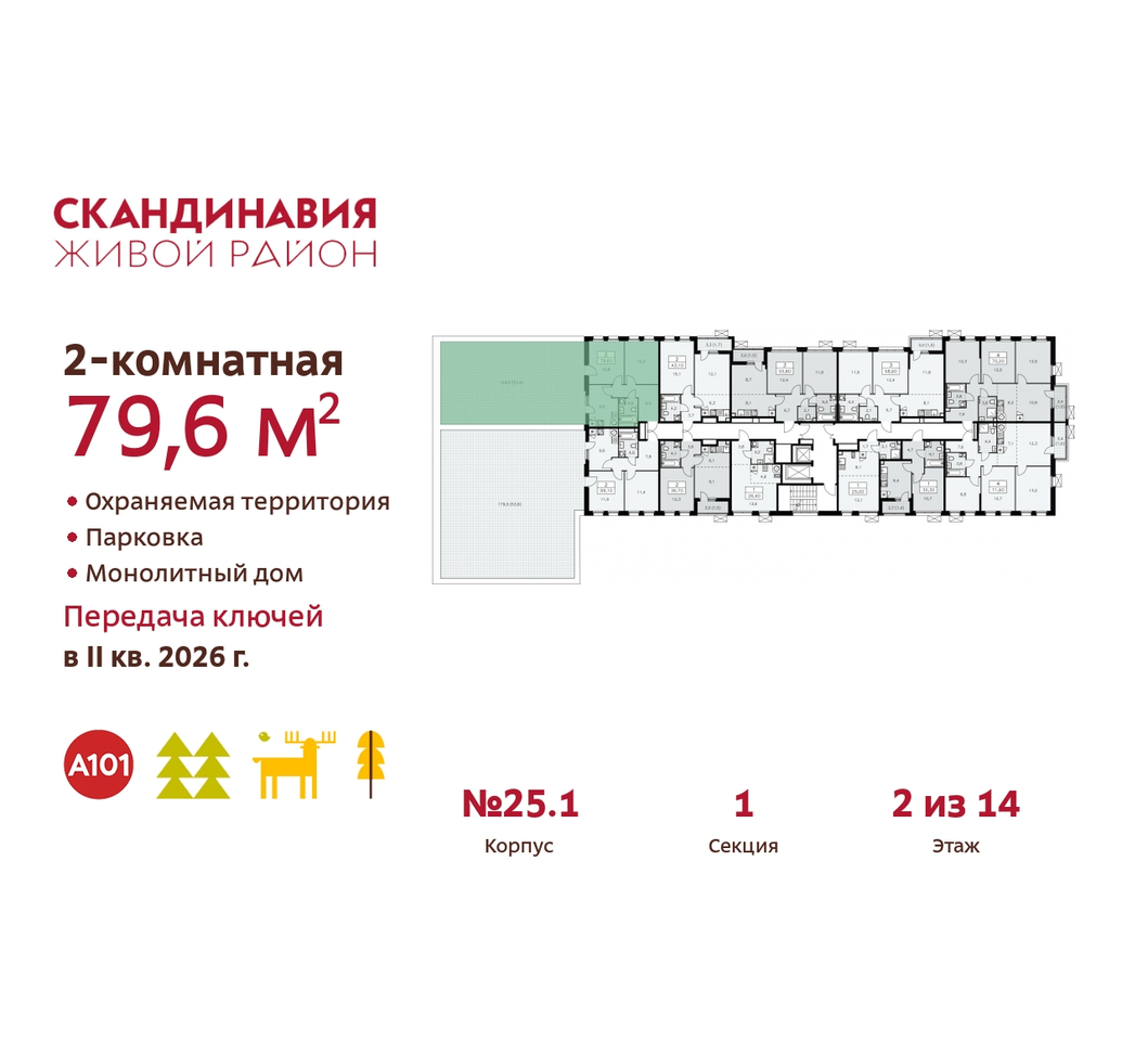 квартира г Москва п Сосенское жилой район «Скандинавия» б-р Скандинавский 25/1 Сосенское, Бутово фото 2