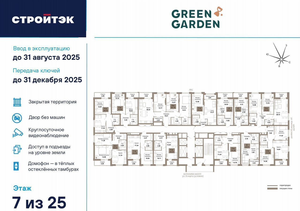 квартира г Екатеринбург р-н Чкаловский Чкаловская ул 8 Марта 204 ЖК «Green Garden» фото 3