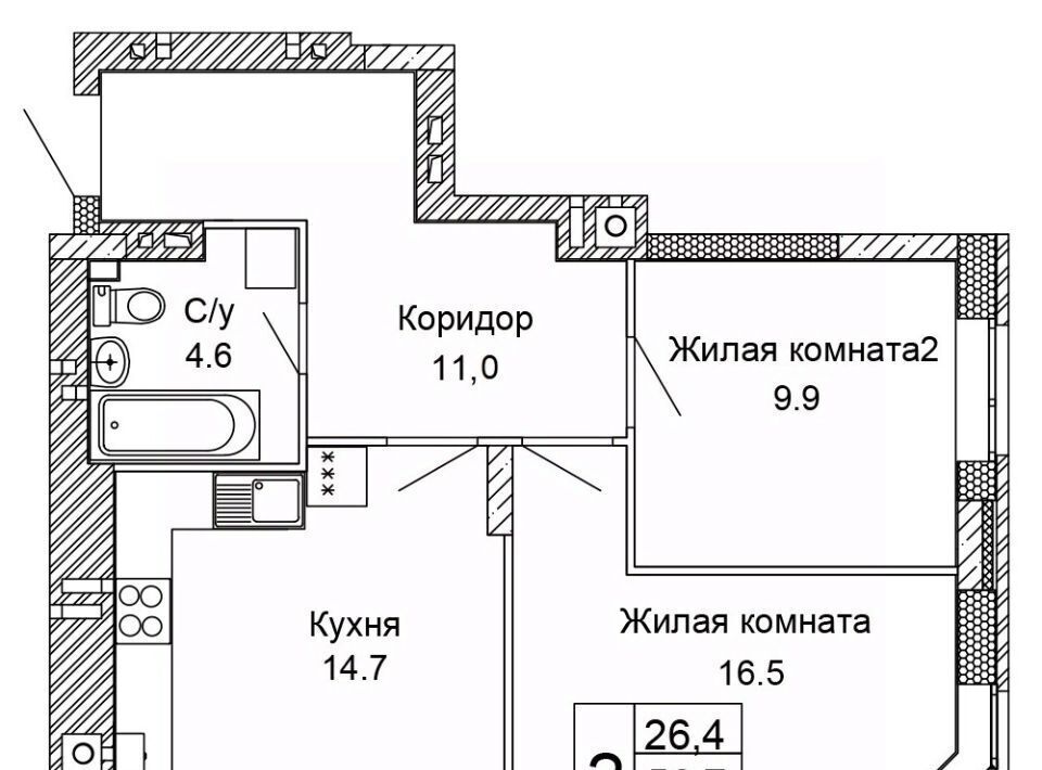 квартира г Волгоград р-н Кировский ул 70-летия Победы 19а фото 1