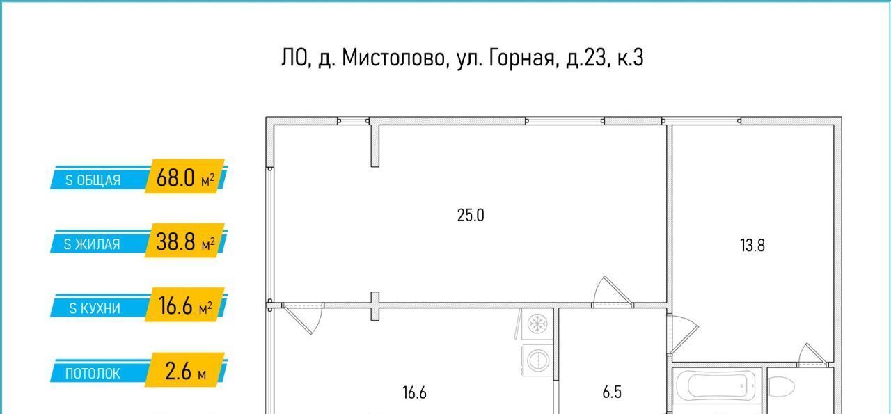 квартира р-н Всеволожский д Мистолово ул Горная 23к/3 Бугровское городское поселение, Проспект Просвещения фото 4