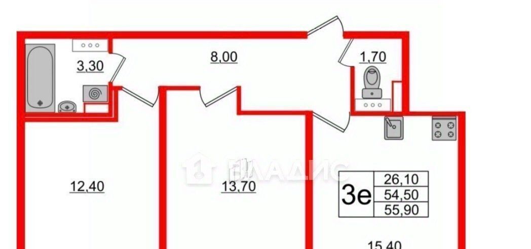 квартира р-н Всеволожский г Сертолово мкр Сертолово-2 ул Мира 9к/3 Проспект Просвещения фото 2