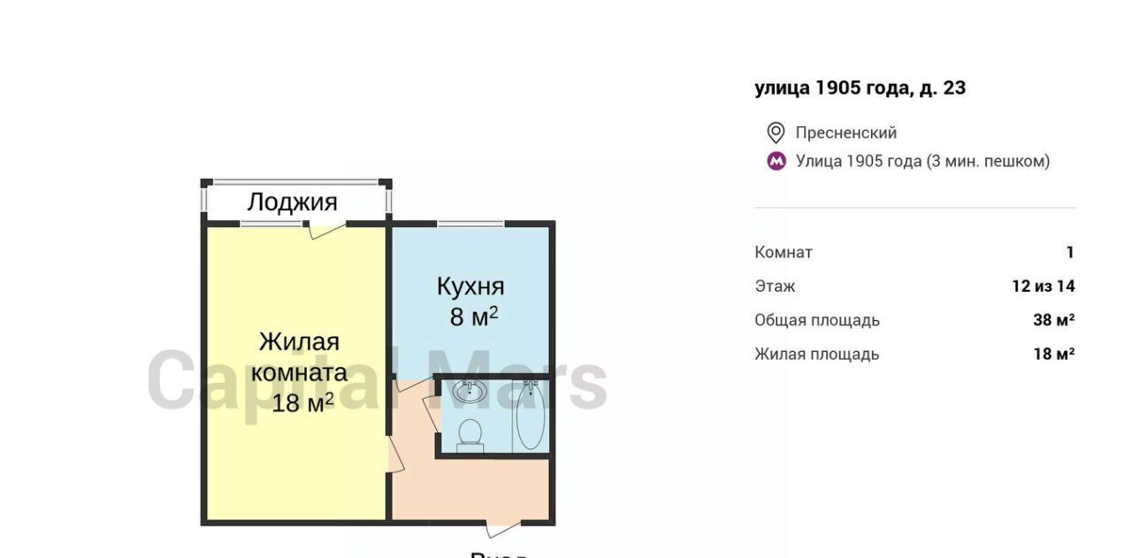 квартира г Москва метро Улица 1905 года ул 1905 года 23 фото 4