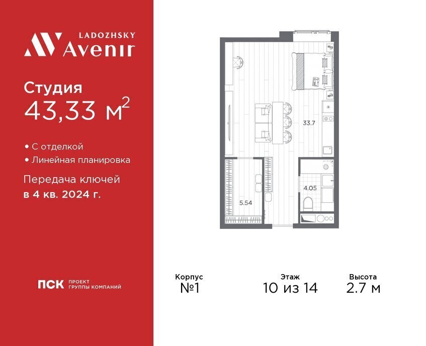 квартира г Санкт-Петербург метро Ладожская ул Магнитогорская 51а Апарт-отель «Ladozhsky Avenir» округ Большая Охта фото 1