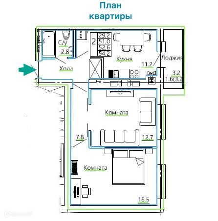 квартира г Калининград р-н Московский б-р Борисовский 13/2 Калининград городской округ фото 7