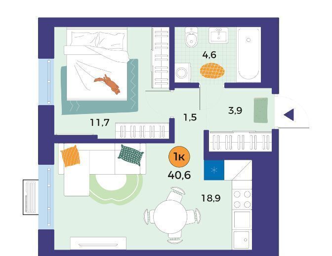 квартира г Тюмень р-н Восточный ул Мельникайте 151 ЖК Корней корп. 3 фото 2