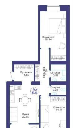 квартира р-н Тюменский п Московский ул Новая 17 ЖК «Листопад» корп. 1 фото 2