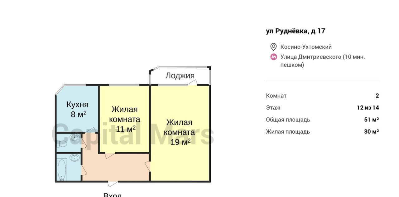 квартира г Москва метро Улица Дмитриевского ул Руднёвка 17 фото 3