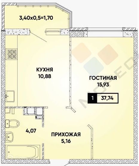 квартира г Краснодар р-н Прикубанский ул им. Григория Булгакова 7 муниципальное образование Краснодар фото 6