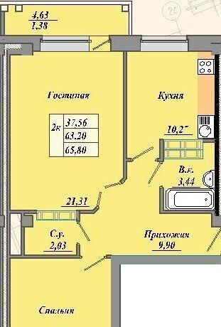 квартира г Омск р-н Кировский ул. Б. Г. Шаронова, 23 фото 26