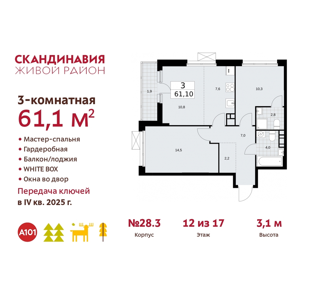 квартира г Москва п Сосенское жилой район «Скандинавия» Сосенское, жилой комплекс Скандинавия, 28. 3, Бутово фото 1