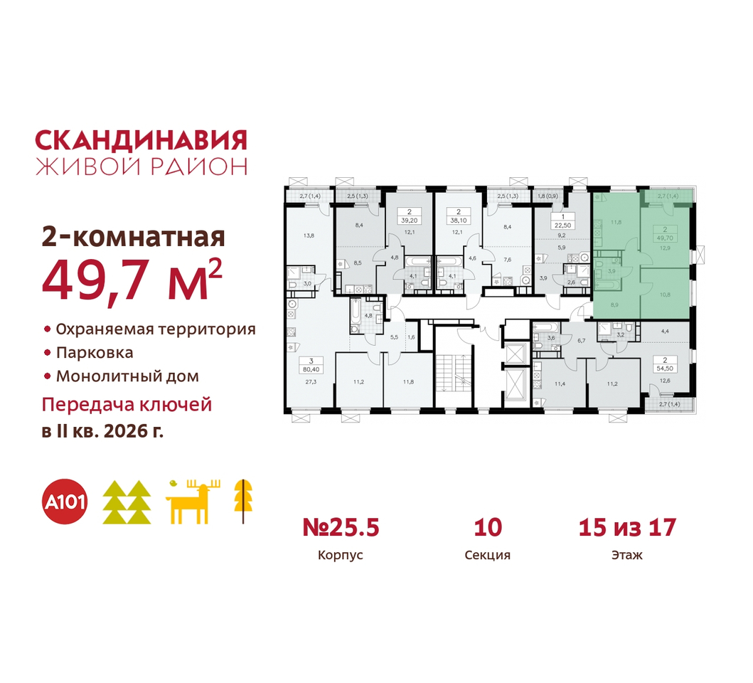 квартира г Москва п Сосенское жилой район «Скандинавия» б-р Скандинавский 25/5 Сосенское, Бутово фото 2